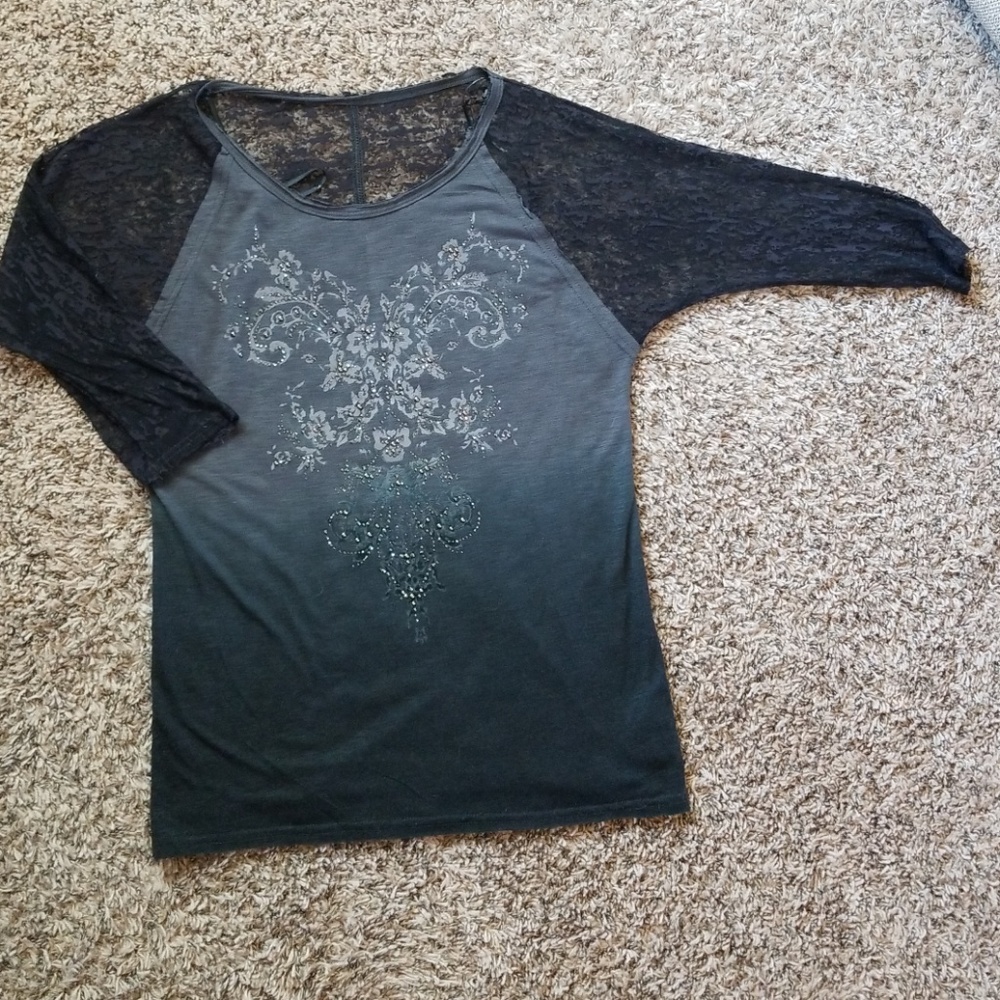 Miss Me mixed media top, M